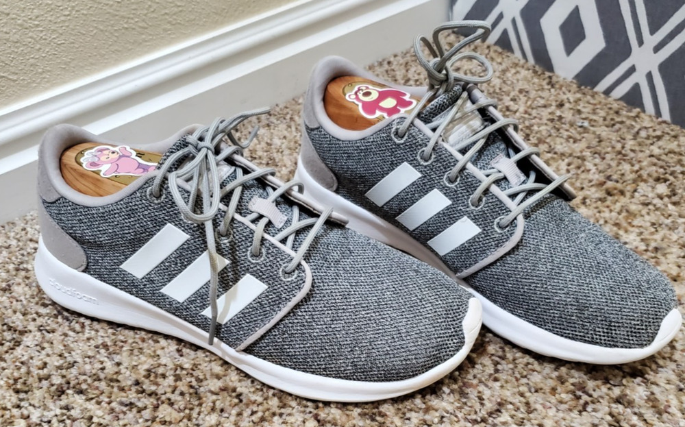 Adidas Cloudfoam QT Racer Womens Size 7.5 Gray White Running Walking Shoes FX342